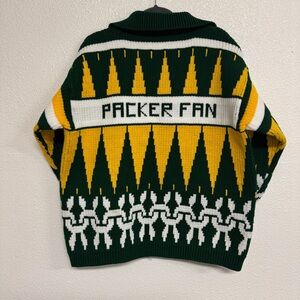 Green Bay‎ Packers Adult Unisex Size XXL Knit Cardigan Sweater Full Zip Handmade